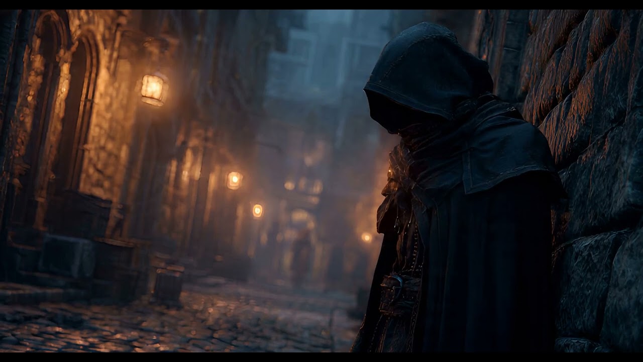 Relaxing Music for Deep Focus - Hooded Wanderer in the Rain-Slicked Alley