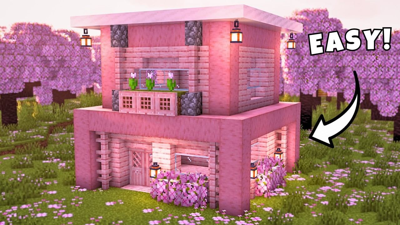 Easy Minecraft Cherry House 🌸 | 2-Minute Build Tutorial ⏱️