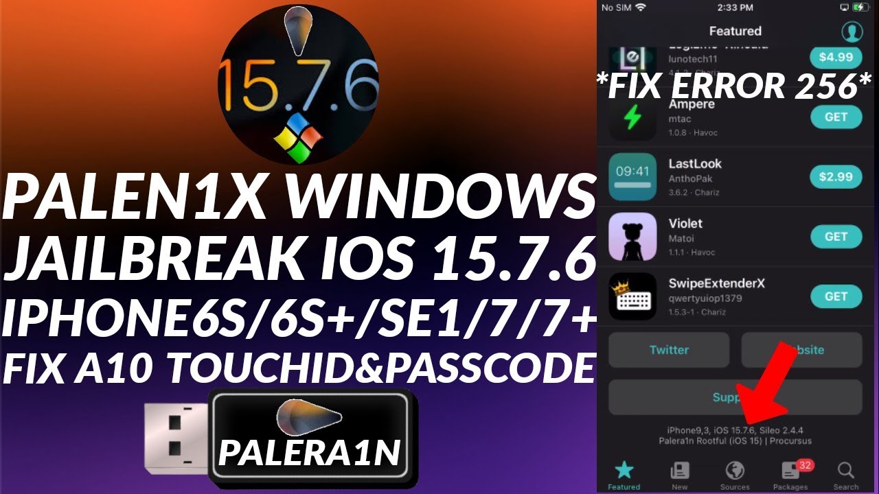iOS 15.7.6 Jailbreak with Palen1x Windows & Fix Error 256 Palera1n Jailbreak | iPhone7/6S/SE1 | 2023