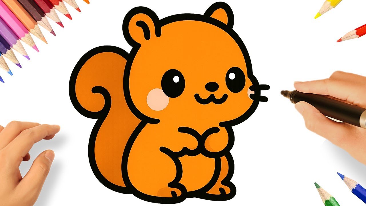 CÓMO DIBUJAR UNA ARDILLA KAWAII FÁCIL🐿️