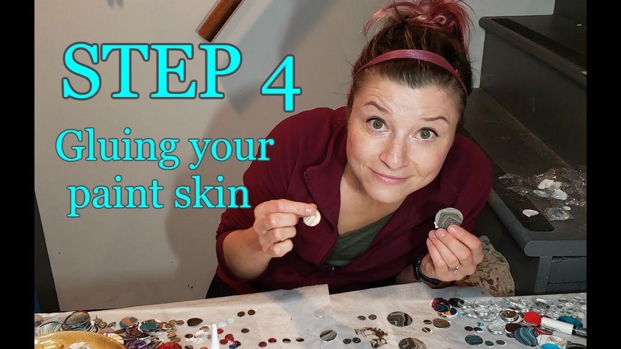 How to glue a paint skin. STEP 4 in creating acrylic pouring jewelry. Acrylic skin necklace earrings