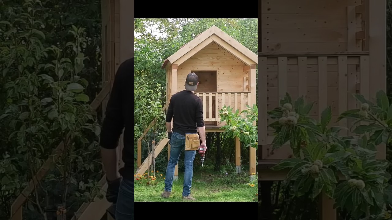 Superfast playhouse build😅🛠️🏡 #diy #woodworking #timelapse