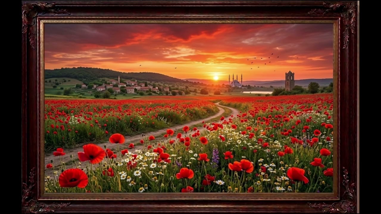 Tv art | 1 Hour Relaxing Table Visuals for TV Screen | Tv   için gelincik çiçeği yağlı boya tablosu