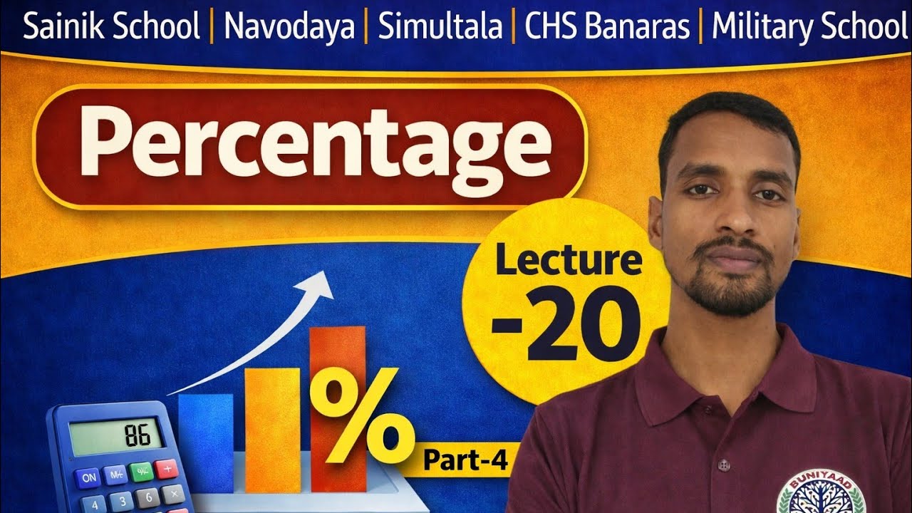 Percentage Tricks | Lecture-20 | Sainik School | Navodaya | CHS Banaras | Military School Maths