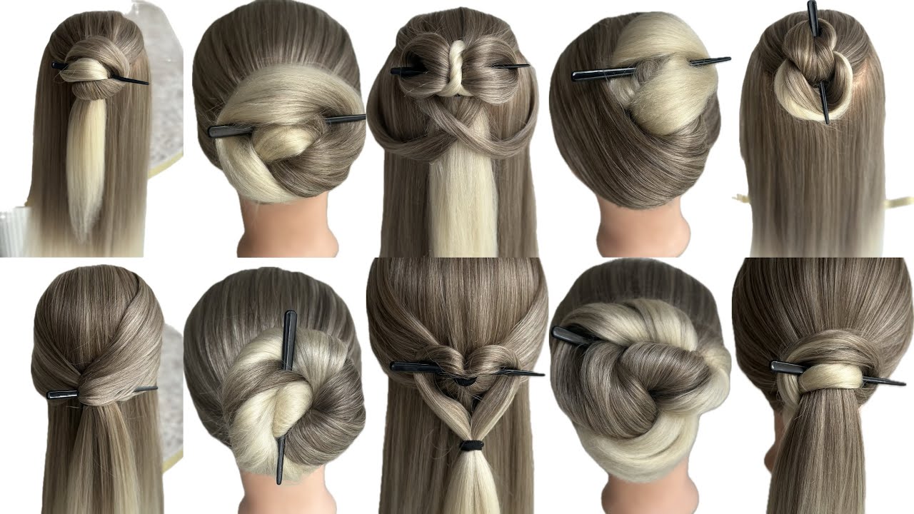Easy Hair Stick Hairstyles for Long Hair | Kanzashi Updos Tutorial