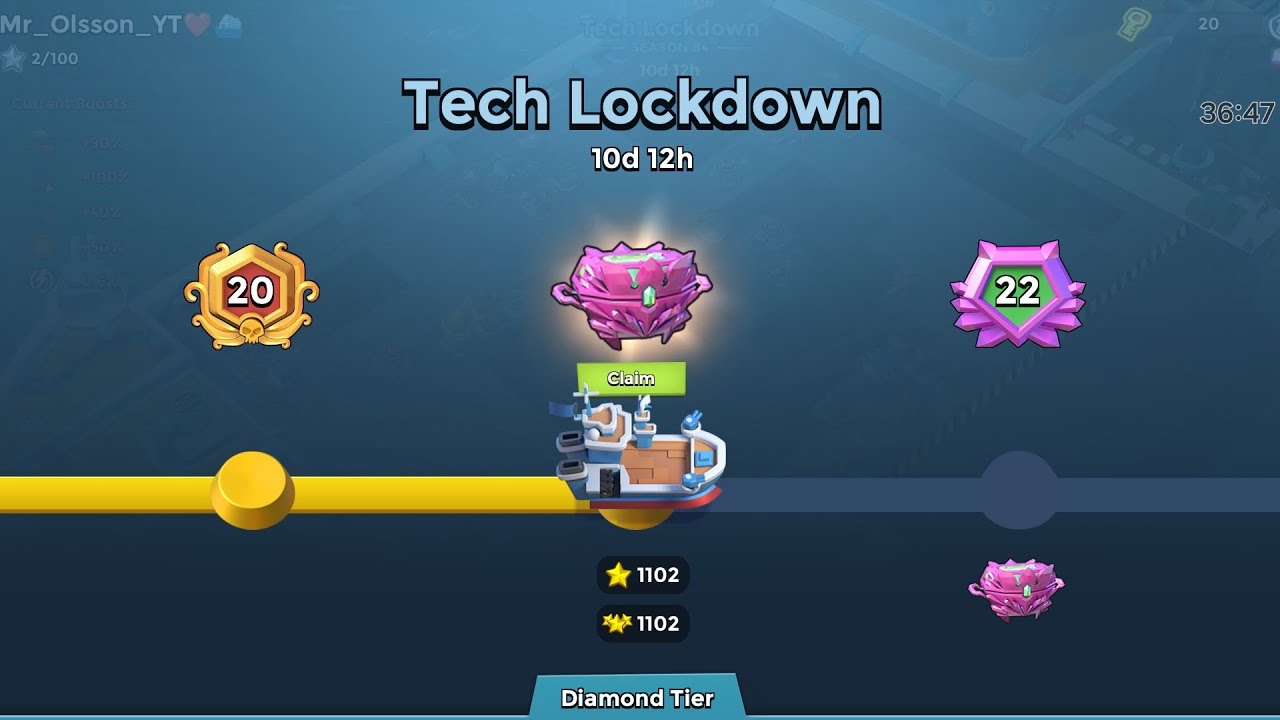 Diamond In The Sky - F2P Account - Boom Beach Warships Season 84: Tech Lockdown