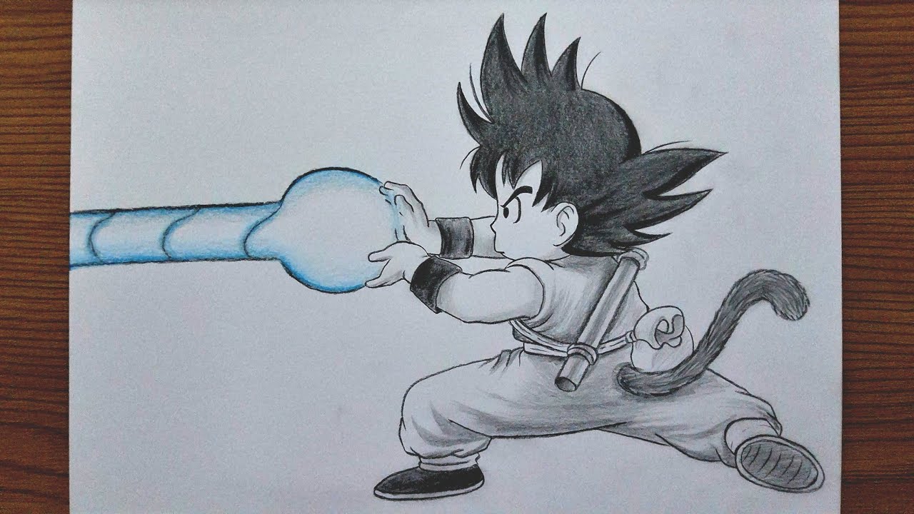 How To Draw Goku First Kamehameha || Easy Anime Drawing