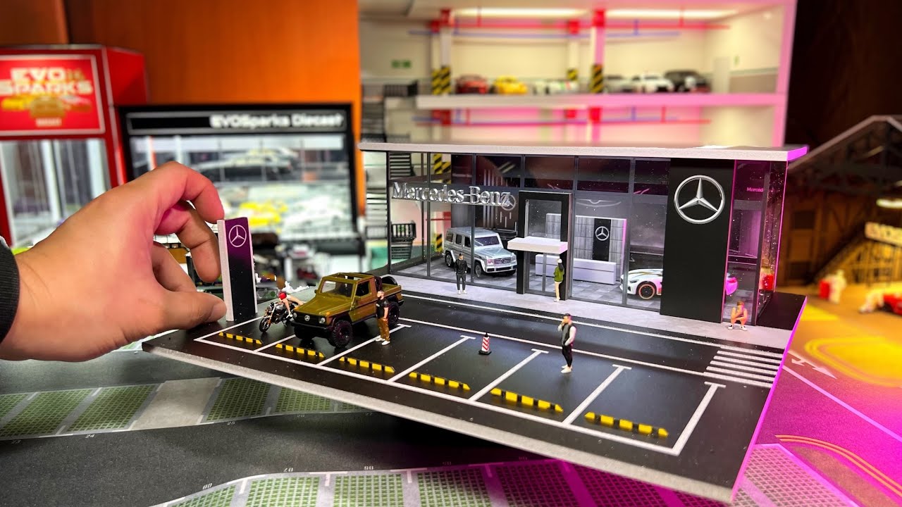 Распаковка автосалона Mercedes-Benz 1/64 диорама | Hotwheels диорама