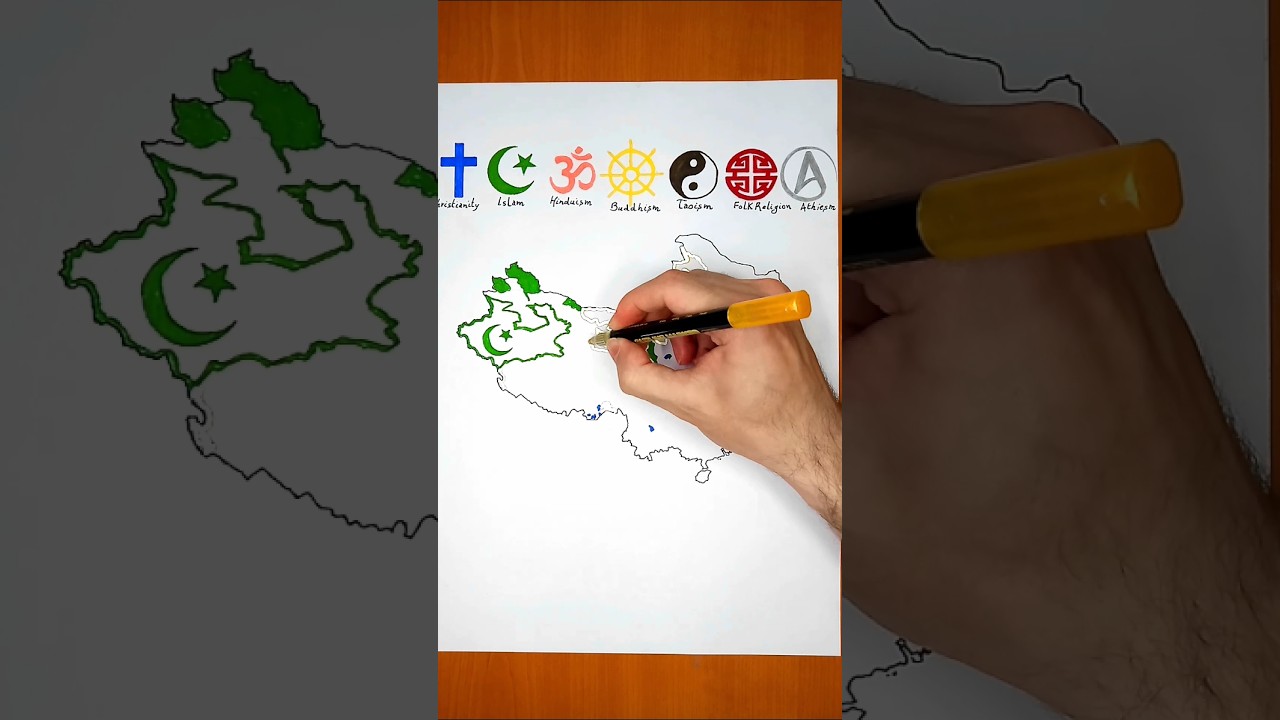 Religion in China 🇨🇳| Religion map drawing #shorts #religion #china #education #drawing #art #viral