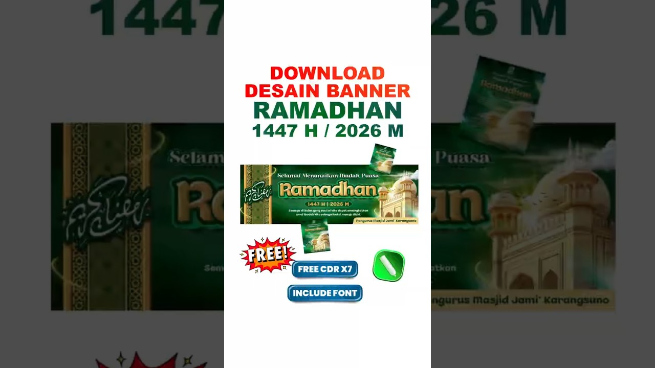 Download Gratis Desain Banner Ramadhan 1447 H / 2026 M #klsdesain #coreldraw