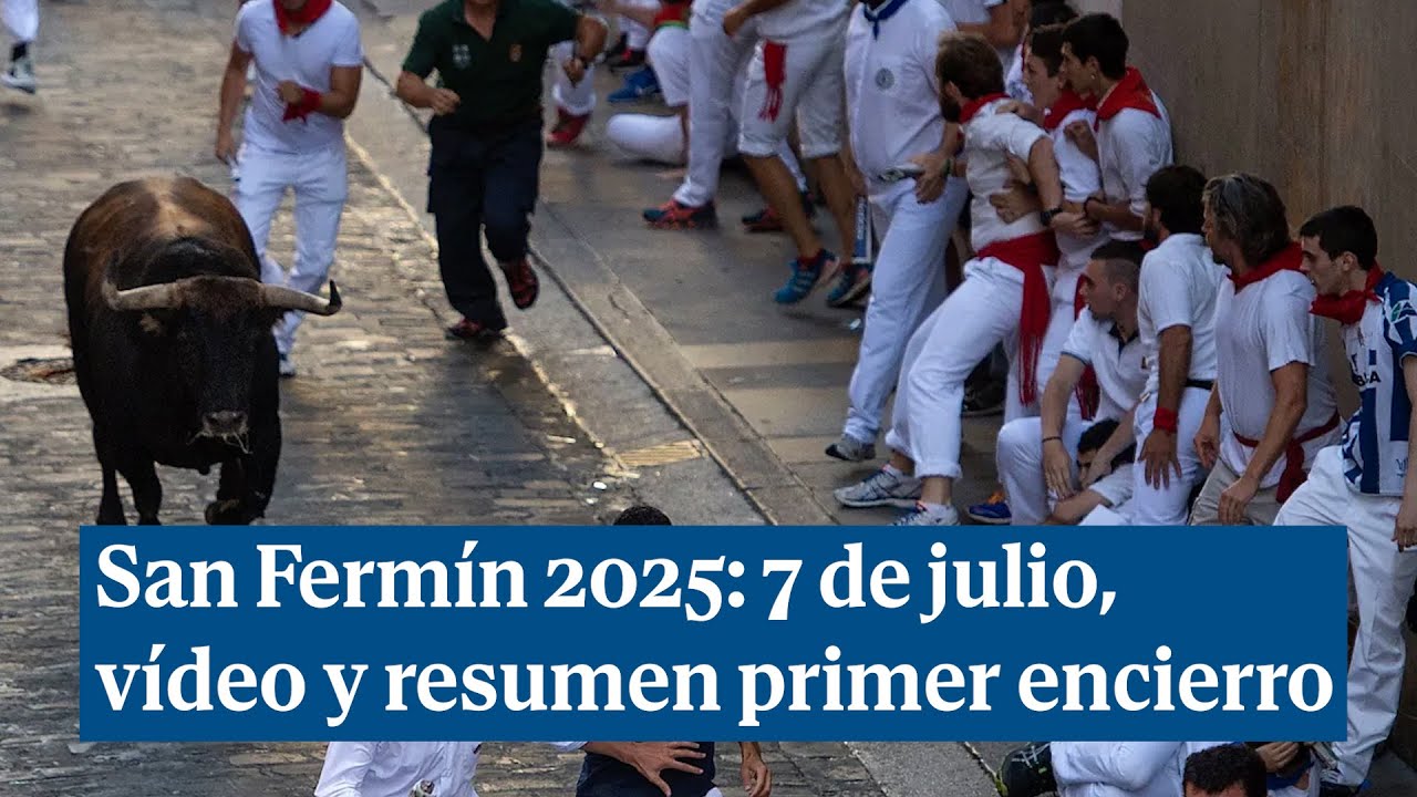 San Fermín 2025: vídeo resumen del primer encierro, hoy 7 de julio