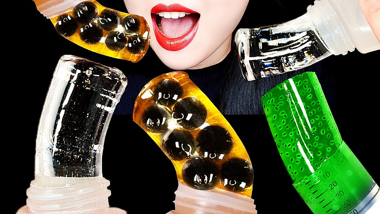 ASMR BOBA HONEY JELLY RECIPE, CLEAR HONEY, FROG EGGS HONEY JELLO, CLEAR FOODS 투명 디저트먹방 EATING SOUNDS