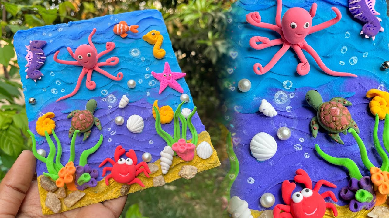 Diy Ocean Clay Art  🌊 | Easy Underwater Scene Tutorial 🐙 | Clay Craft Ideas for Beginners
