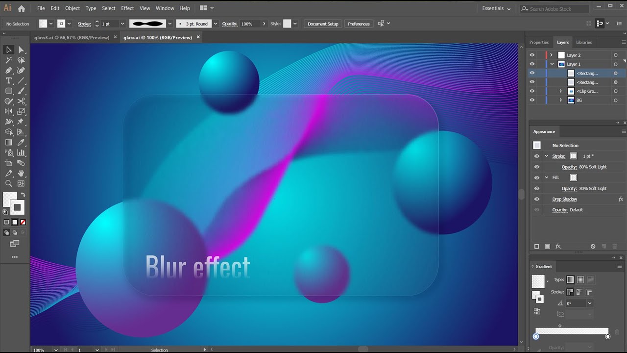 Стекломорфизм(Glass Morphism Effect) в Иллюстраторе: работа с фоном