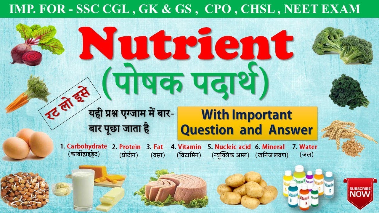 General Science | Nutrients in hindi : (पोषक पदार्थ) | Carbohydrate, Protein, Fat & vitamin _mp4