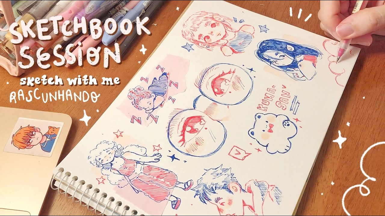 🌸✏️ desenhando apenas com caneta! // uma folha completa e muito fofa! 🧸