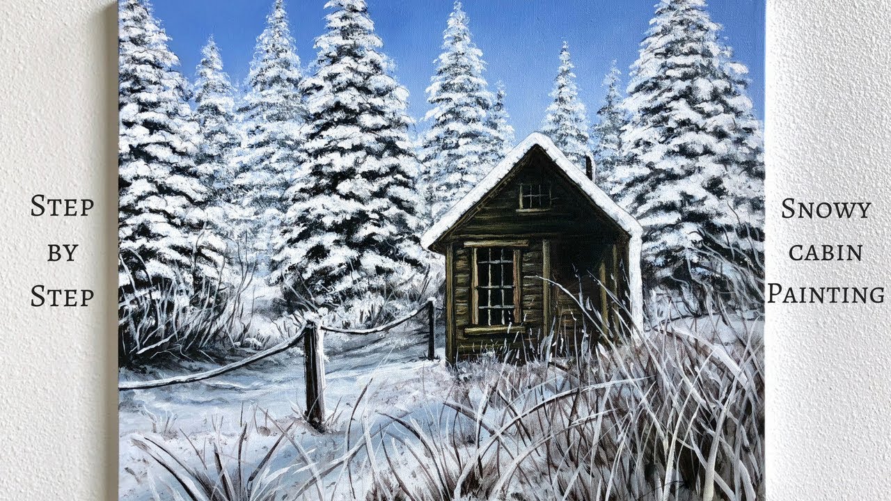 Snowy Cabin STEP by STEP Acrylic Painting (ColorByFeliks)