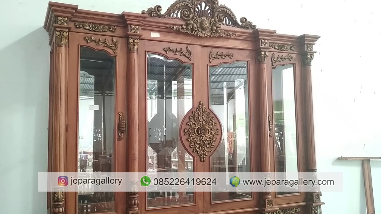 Lemari Hias Kaca 4 Pintu Mebel Jati Furniture Jepara