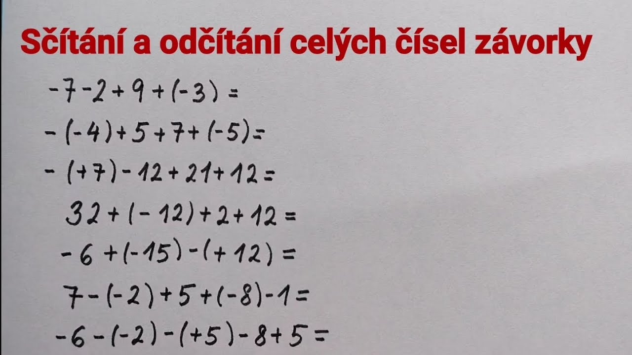 Sčítání a odčítání celých čísel 10, závorky