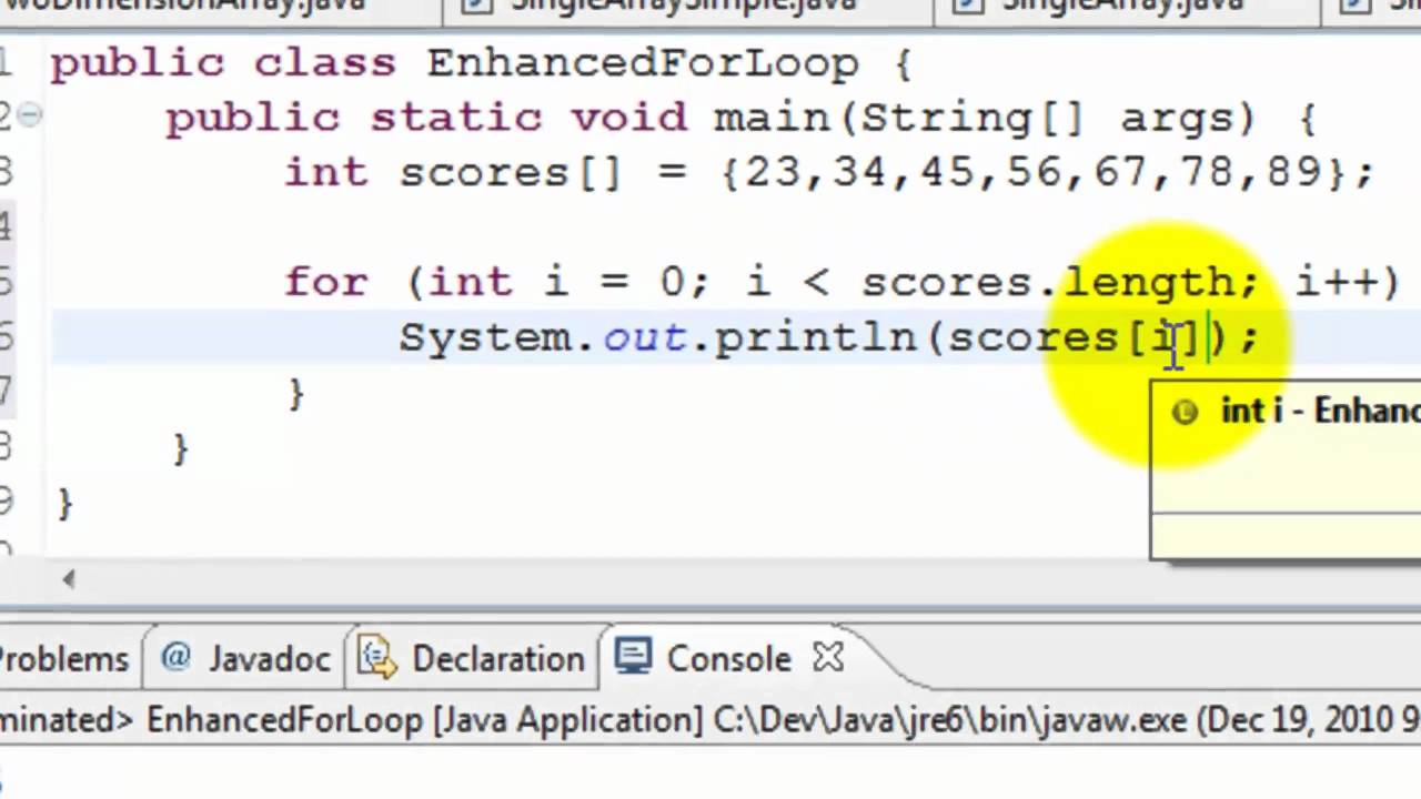 Java Tutorial - Enhanced For Loop