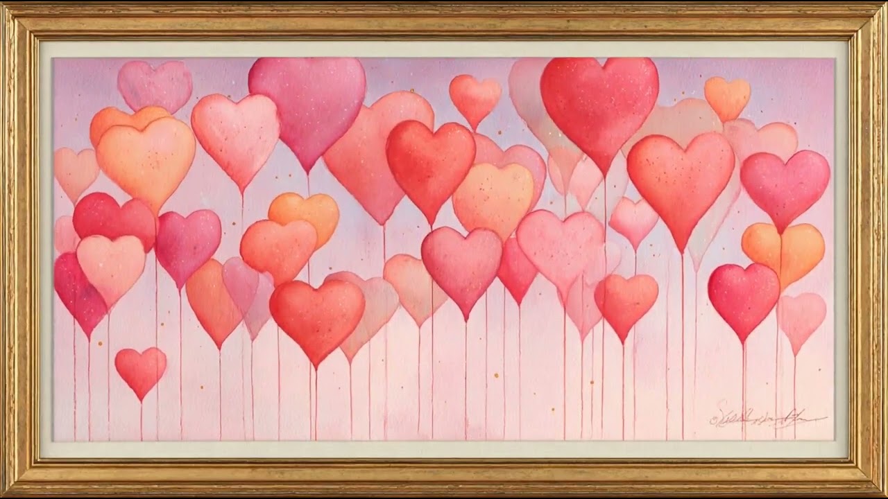 8 Hours Valentine’s Day Heart Balloons | Romantic Rising Hearts TV Screensaver (4K Frame Art)