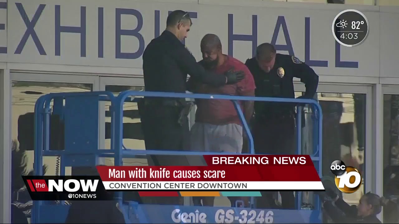 Man with meth pipe climbs convention center roof