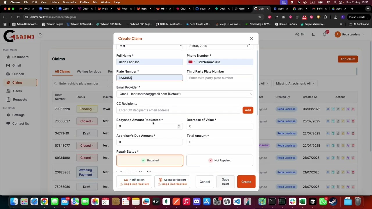 Claimi - Gmail API Integration Demo for Insurance Document Submission