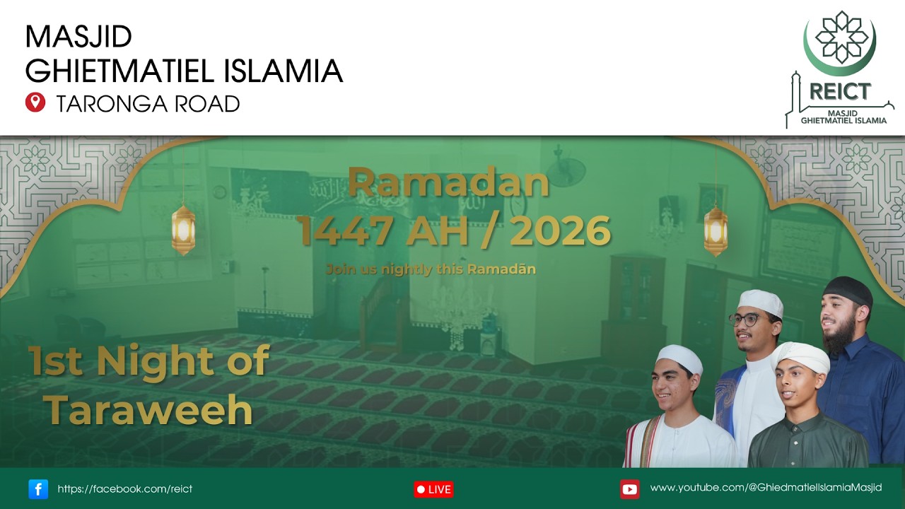 Giedmatiel Islamia Masjid Taraweeh Livestream Ramadān 1447 /2026