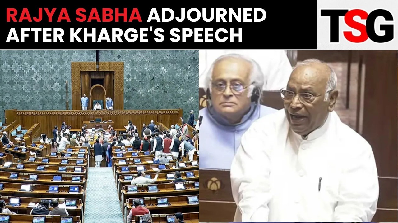 Rajya Sabha Adjourned as Mallikarjun Kharge Raises NEET & CJP Protests | TSG