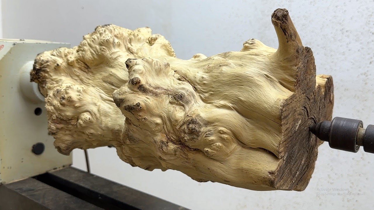 Craft Woodturning Products - A Stunning Art Piece From Burl Wood And Epoxy Resin On Lathe