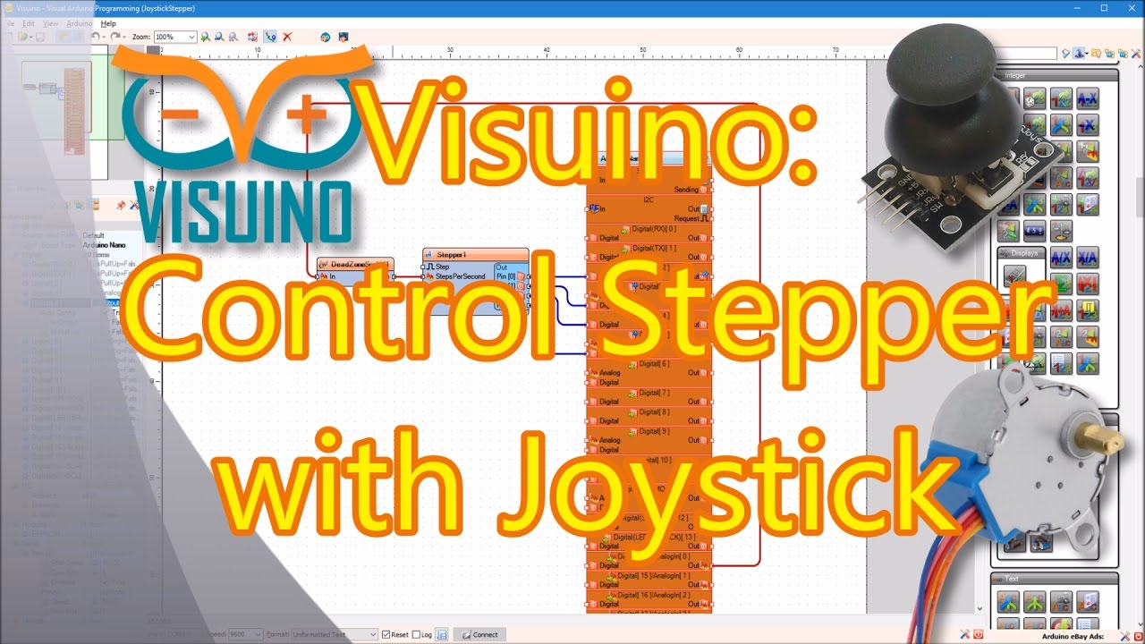 Video Tutorial: Program Arduino Nano with Visuino to Control Stepper Motor with Joystick