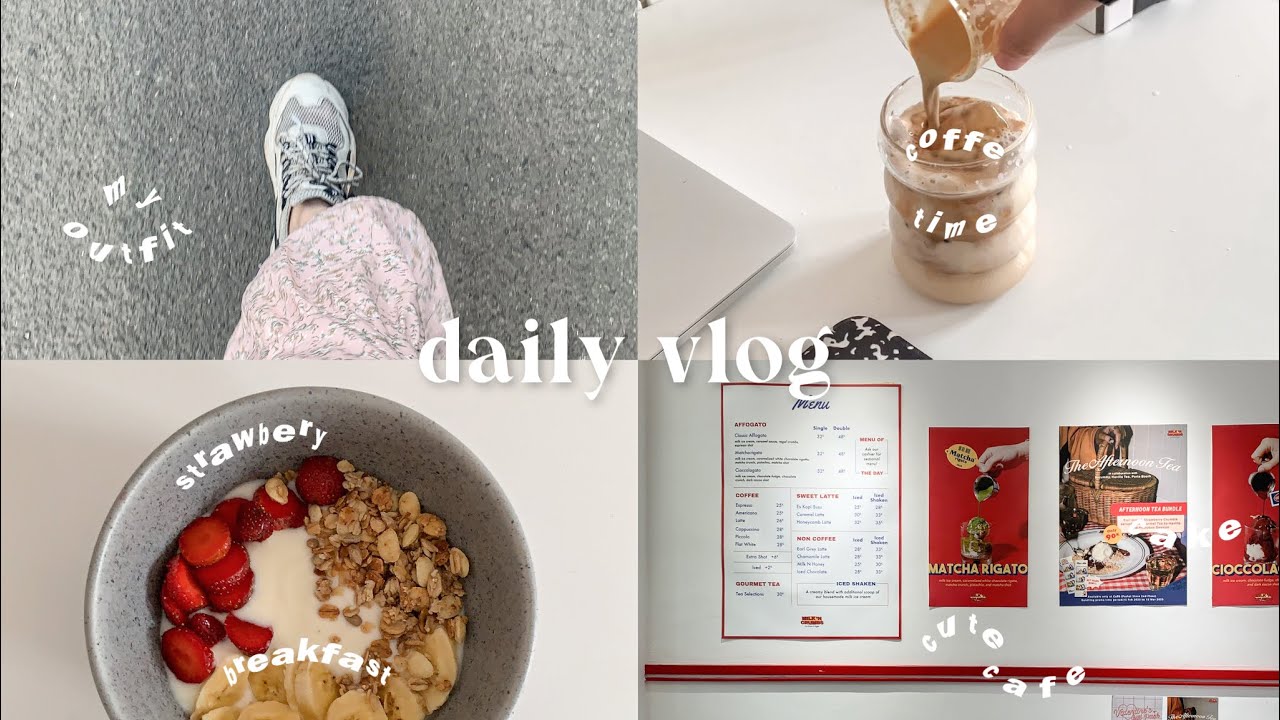 daily vlog🧸🍓: productive time, simple breakfast , clean room , food , cafe , coffe, spicy noodle🍝