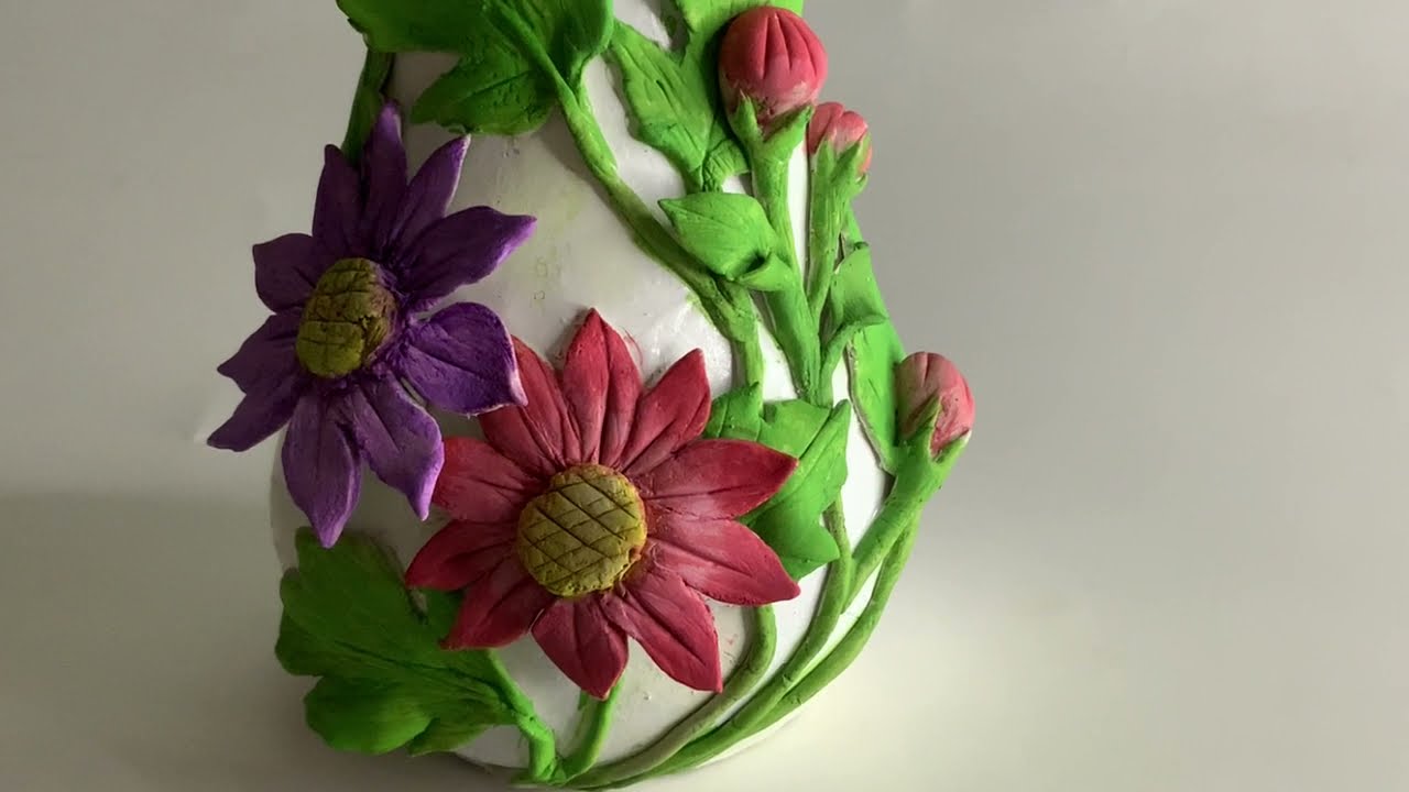 Easy vase decoration idea using Mouldit/white m-seal/shilpakar