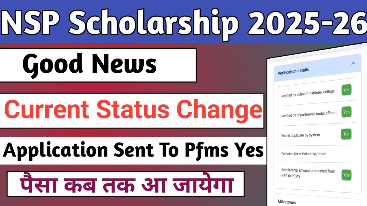 NSP Application Sent To Pfms Yes | Current Status Change 2025-26 | Fresh And Renewal Status 