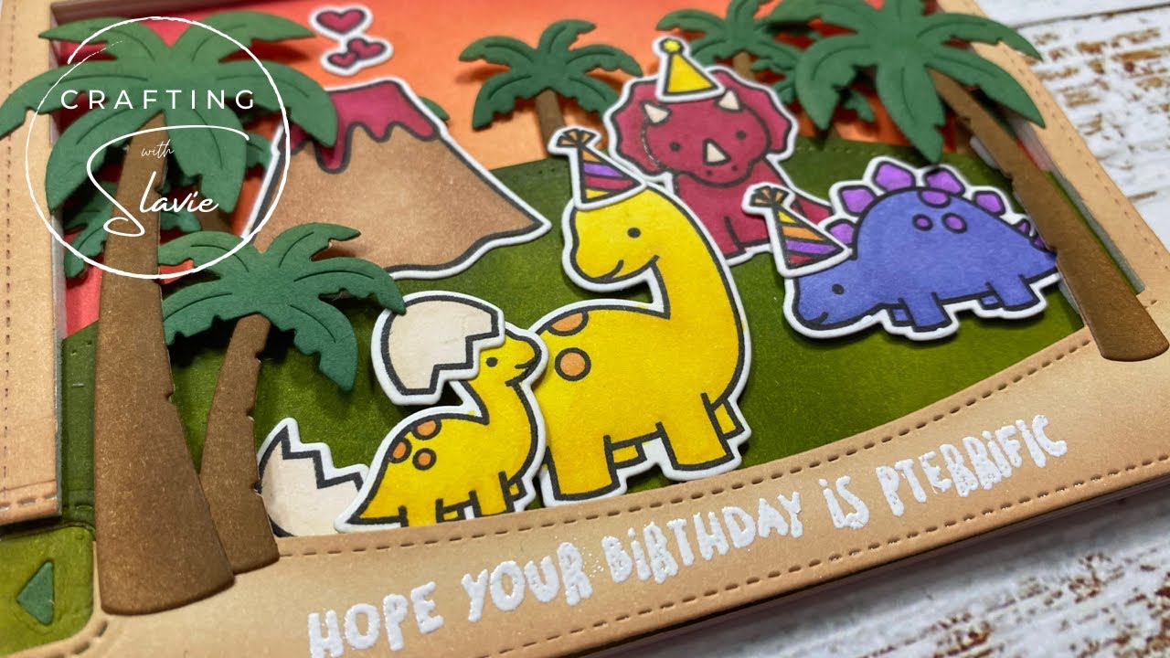 Rawrsome Swish 'n Pop Pull Tab Card (Lawn Fawn)
