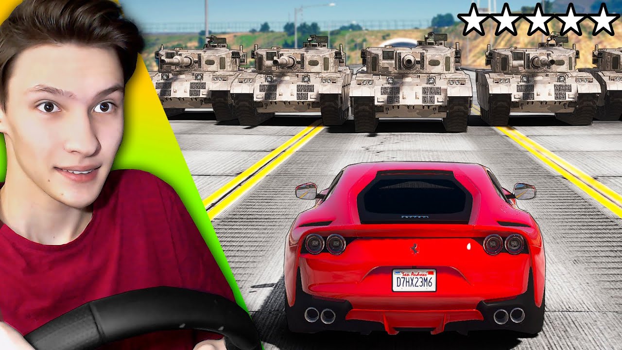 Можно ли УЕХАТЬ от 5 ЗВЁЗД на РУЛЕ в GTA 5?! ВОЗМОЖНО ли ЭТО?!