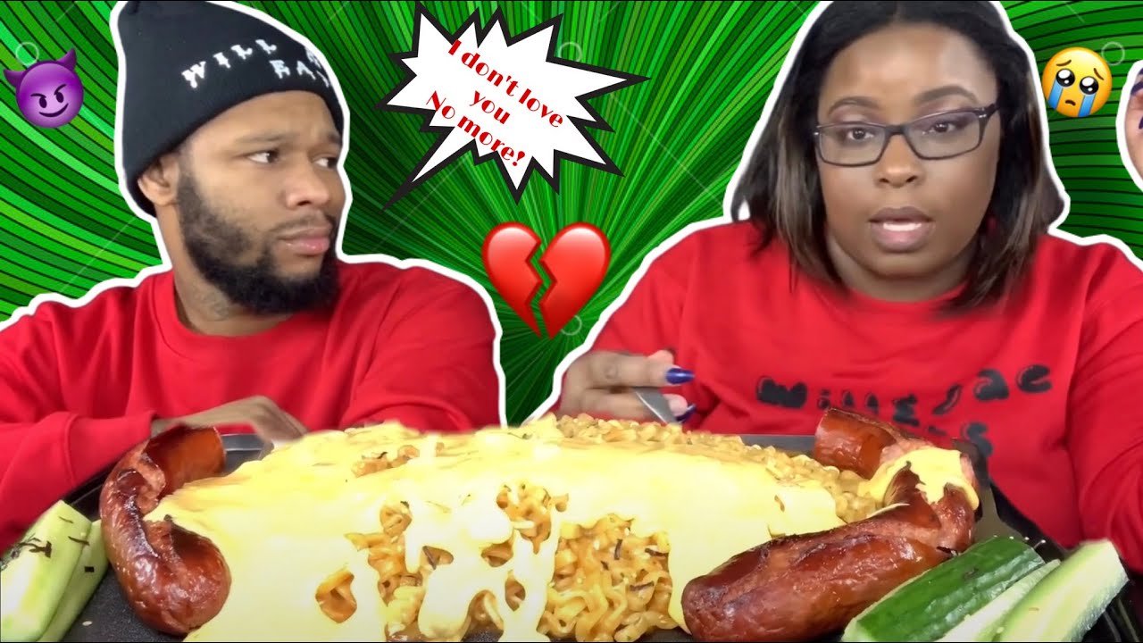 BEING MEAN TO MY GIRLFRIEND PRANK & 2X SPICY NOODLES MUKBANG WITH CHEESE SAUCE!