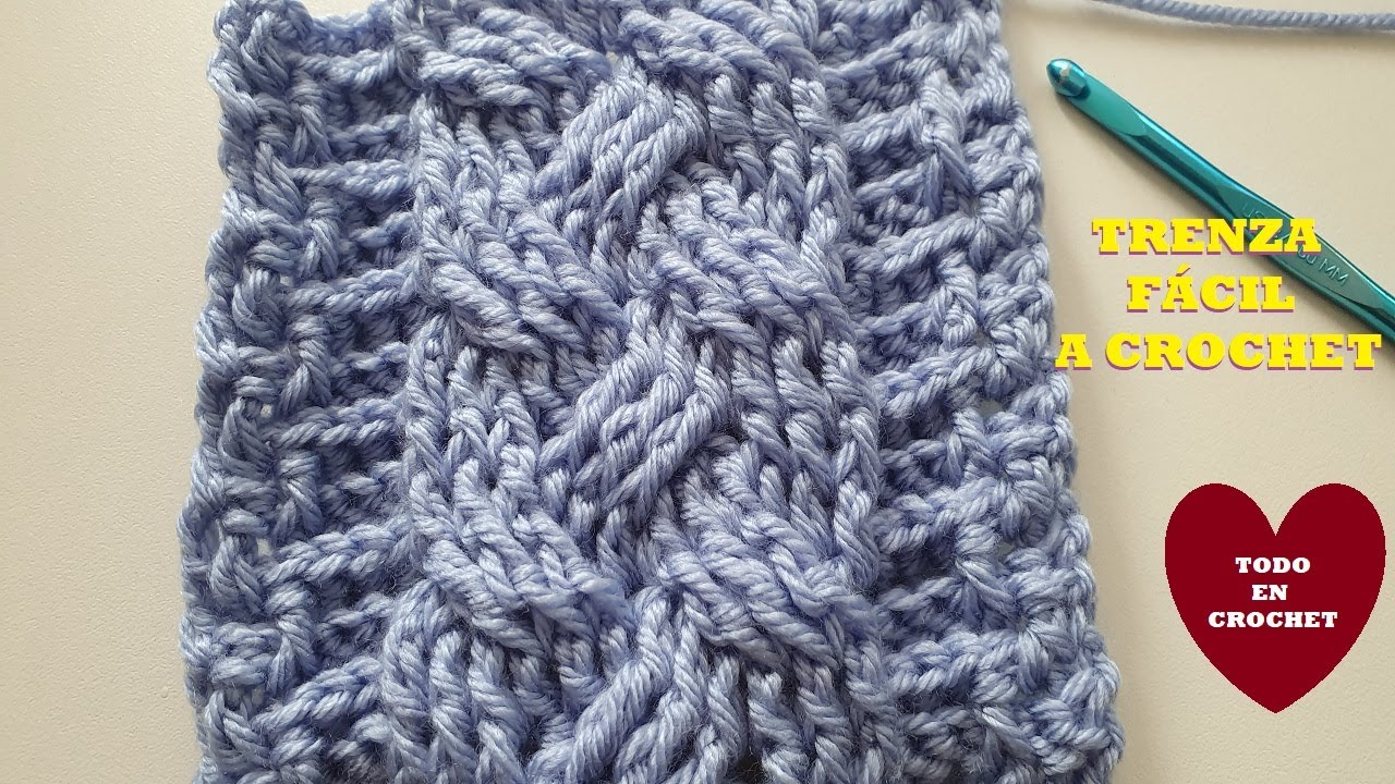 TRENZA FÁCIL DE 4 A CROCHET PARA BUFANDAS, MANTAS, SUÉTER, CHALECOS, GORROS