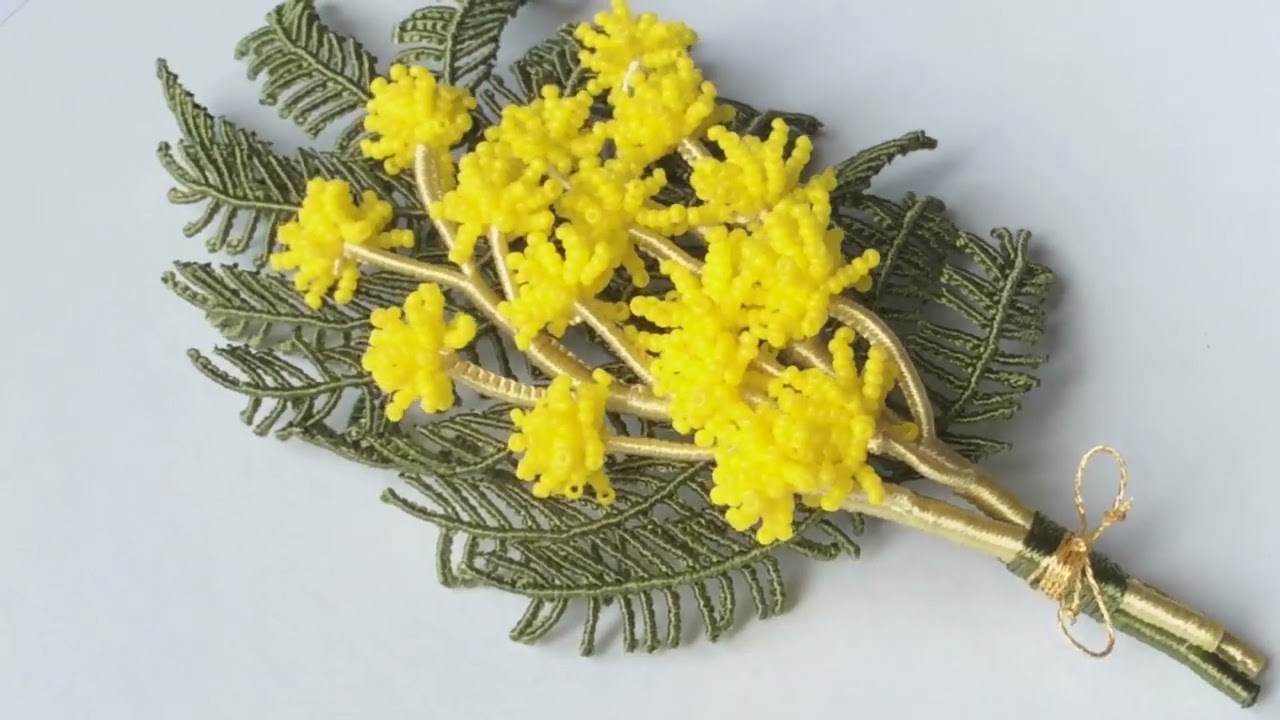 Mimosa brooch,spring flowers #artnodus