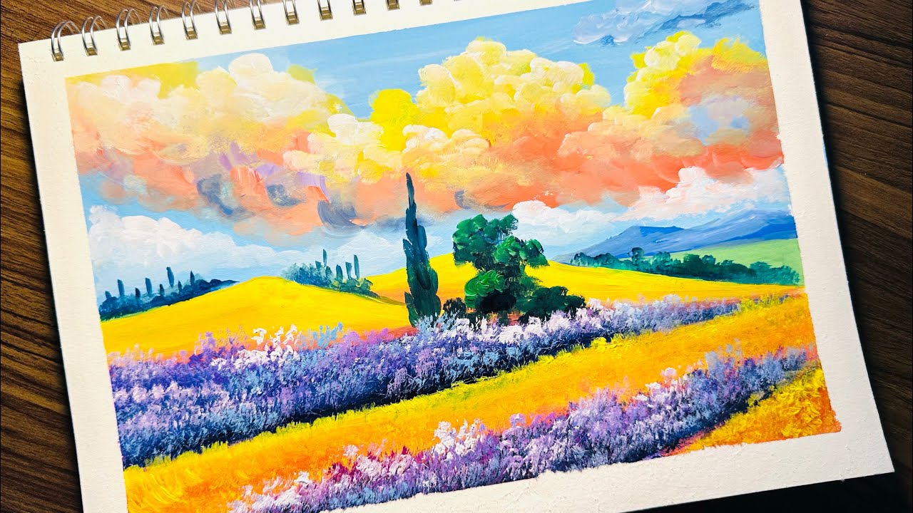 Cỏ Art / Gouache painting / Landscape painting / vẽ tranh phong cảnh bằng màu Gouache