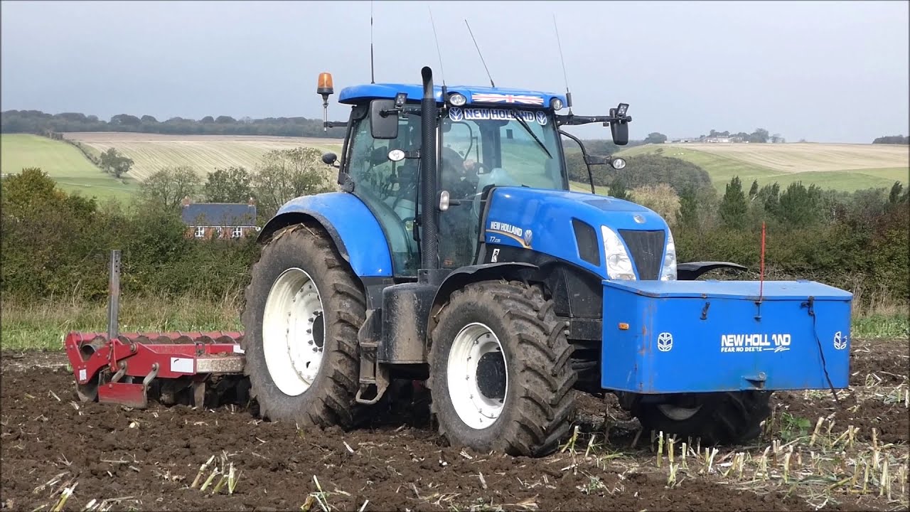 New Holland T7.235 With Tractor Cultivator Busy Working