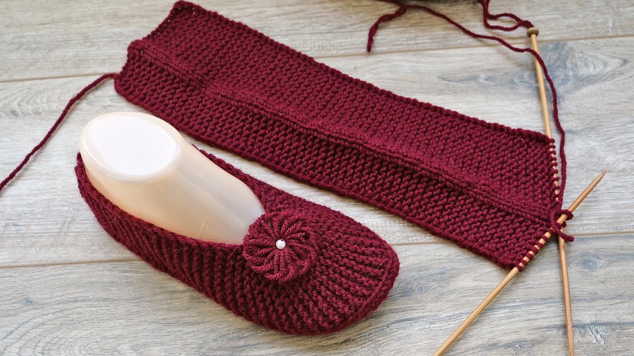 Следки по-турецки на двух спицах 🍒 Two-spoke slippers