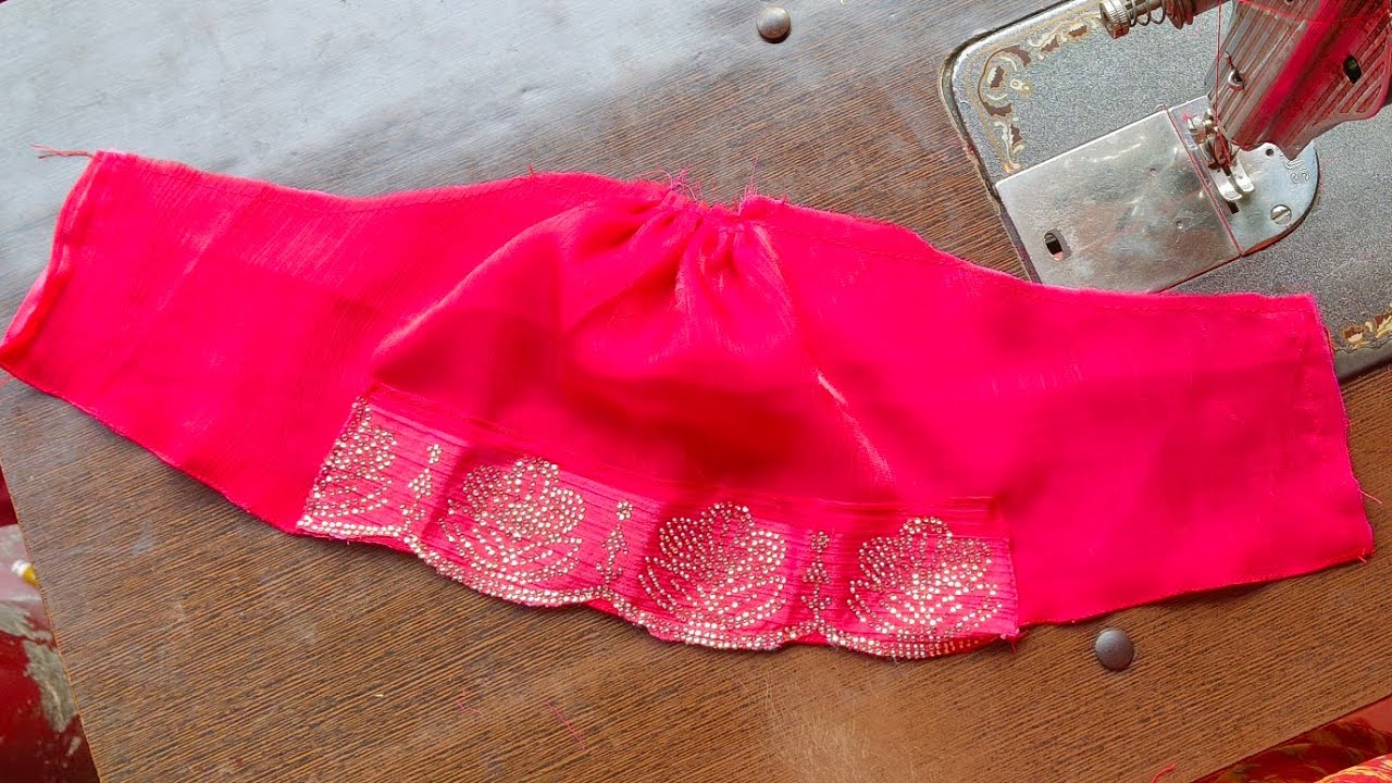 New trending pleated sleeve design Easy sleeves with pearl work | step by step cutting & stitching