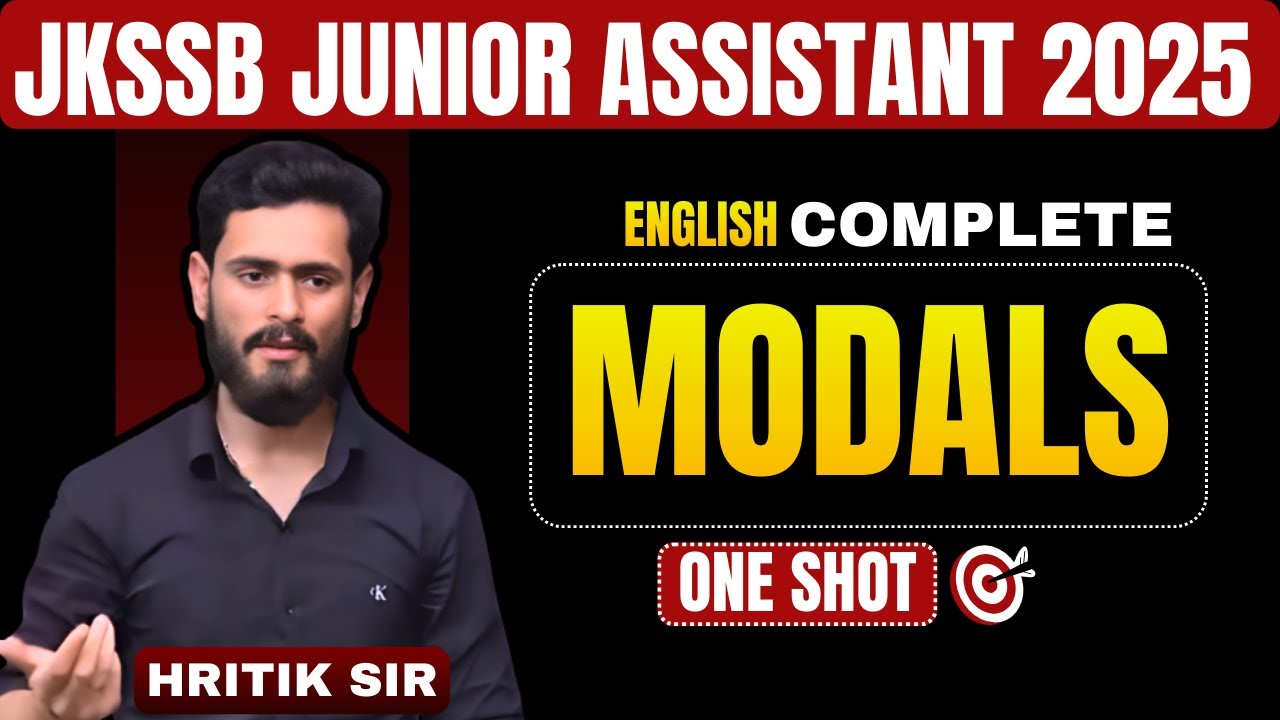 JKSSB Junior Assistant 2025 | MODALS | Grammar Masterclass | English withHritik Sir