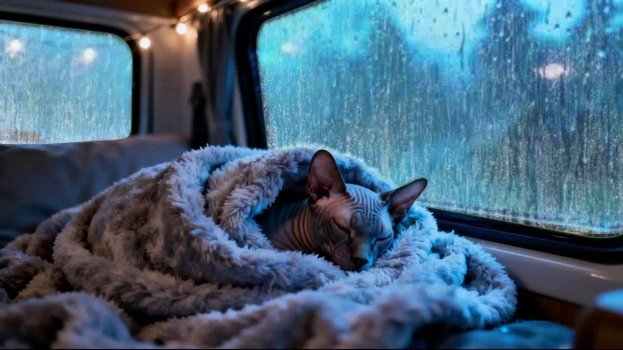 Warm Cozy Rain on Car Roof | Night Rain for Stress Relief