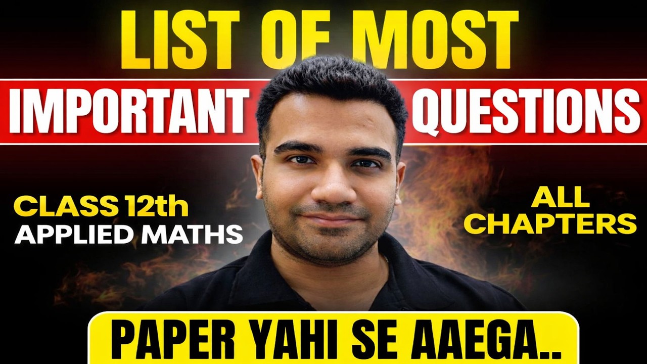 Class 12 Applied Maths | Most Important Question | Class 12 Applied Mathematics | 2026 Exams