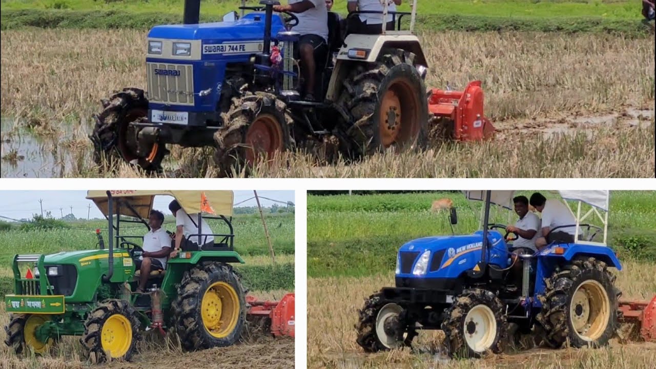 Swaraj 744 FE 4WD vs John Deere 5045D 4WD vs New Holland 4510 4WD Excel tractors perform & mileage 