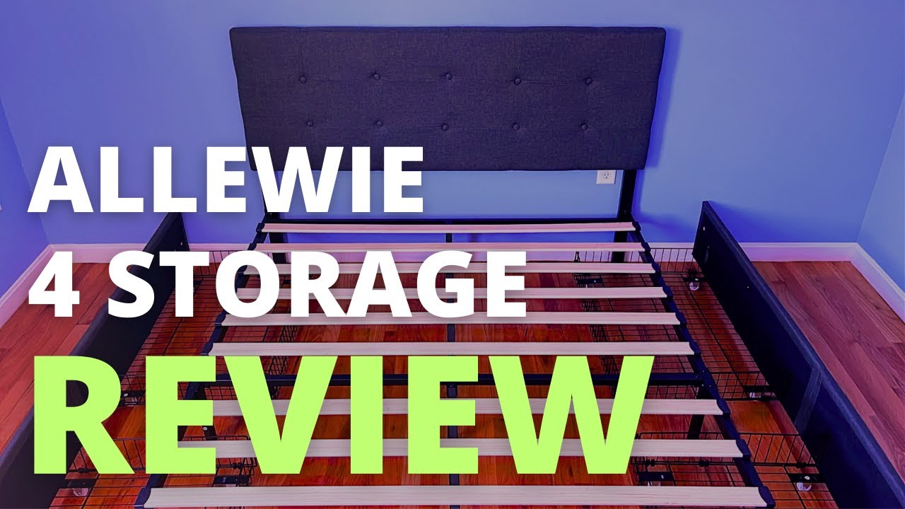 Allewie Upholstered Platform Bed Frame with 4 Storage Drawers Review | Under Bed Storage