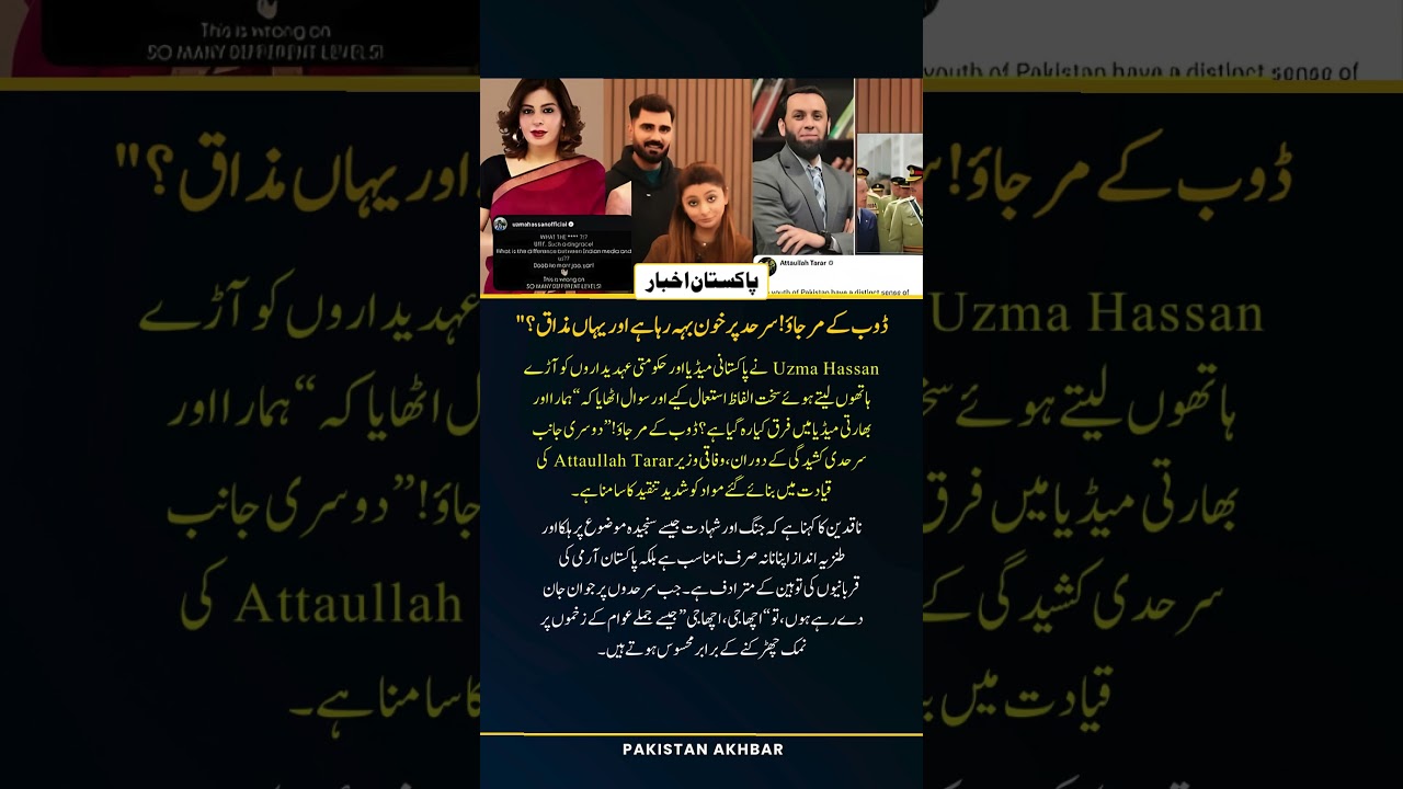 &ldquo;Doub Ke Mar Jao!&rdquo; Uzma Hassan Blasts Pakistani Media Over Border Crisis  Attaullah Tarar Under Fire