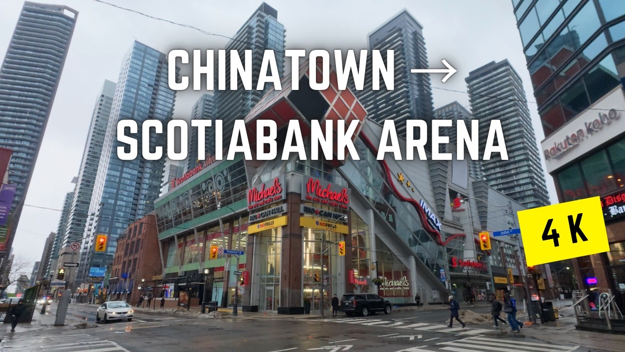 Toronto 🇨🇦 Winter Walk | Chinatown to Scotiabank Arena via CN Tower, 4K